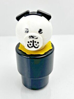 Vintage 1984 Fisher-Price Little People Black Dog  3½" Jumbo Discovery Cottage